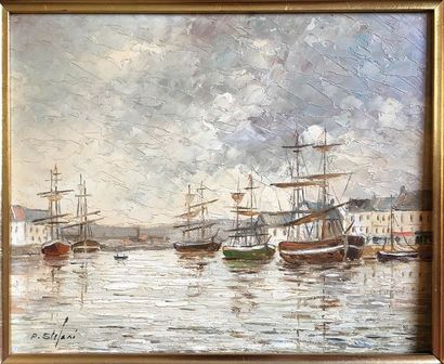 PIERRE STEFANI (Né en 1938) Voiliers à l’ancre...