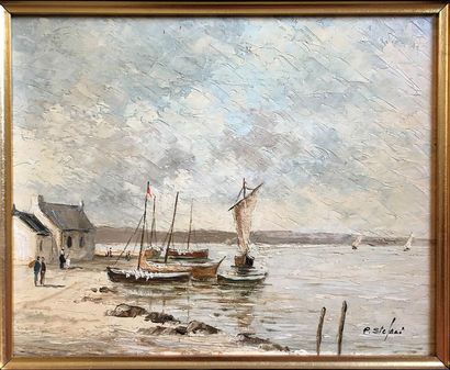 PIERRE STEFANI (Né en 1938) Voiliers à l’ancre...