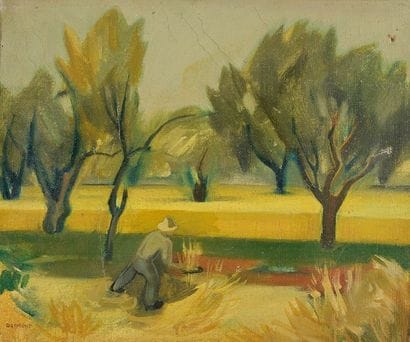 DARMON (XXe) Fenaison Huile sur toile (accidents...
