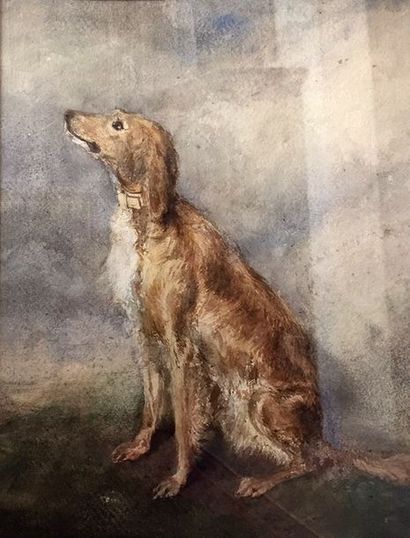 Hippolyte LALAISSE (1810-1884) Lévrier assis...