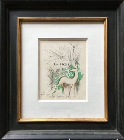 Emilio GRAU-SALA (1911-1975) La biche Aquarelle...
