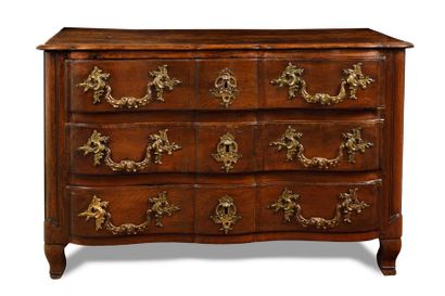 COMMODE à façade arbalète en bois naturel,...