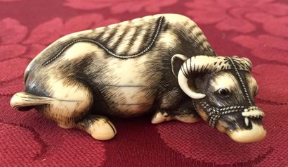 JAPON Netsuke en ivoire sculpté et patiné...