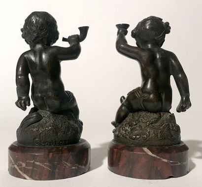 D'après CLODION Putto et Enfant Bacchus Paire...