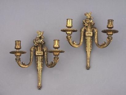 Paire d'appliques en bronze ciselé et doré....