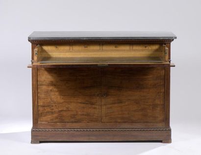 Commode à chemin de fer en acajou et placage...