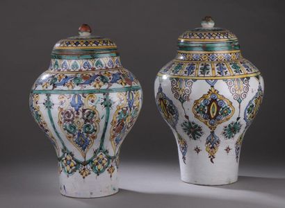 Two ceramic kabiyas decorated with stylised...