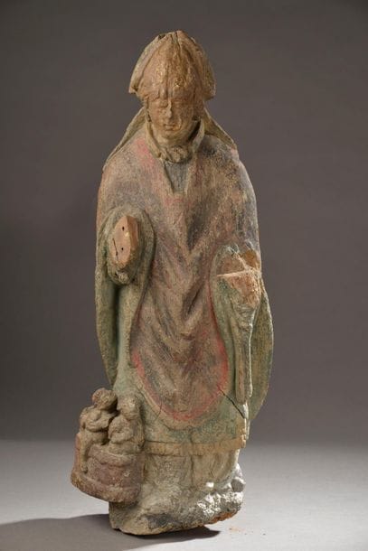 Saint Nicholas in carved and polychromed...