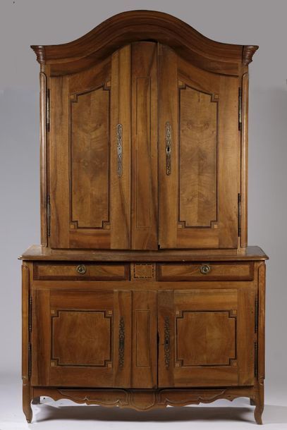 Two-body sideboard made of fruitwood veneer...