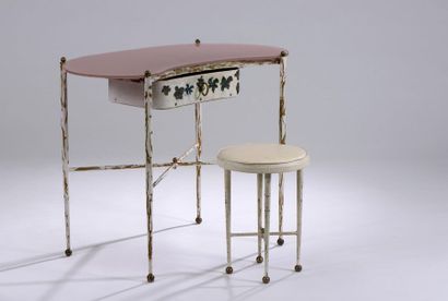 Petite table coiffeuse et son tabouret en...