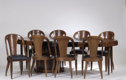 Table de salle à manger en placage de loupe...