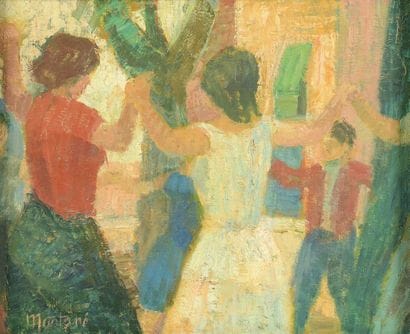 Roger MONTANÉ (1916-2002).
La ronde.
Huile...