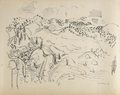 André COTTAVOZ (1922-2012).
Paysage.
Encre...