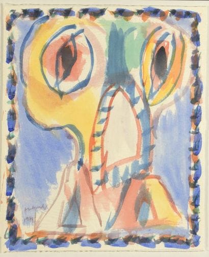 Pierre ALECHINSKY (né en 1927).
Visage.
Aquarelle...