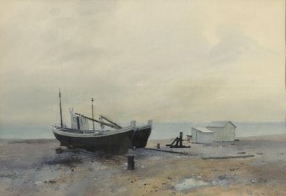 Michel CIRY (1919-2018).
Carénage à Yport.
Aquarelle...