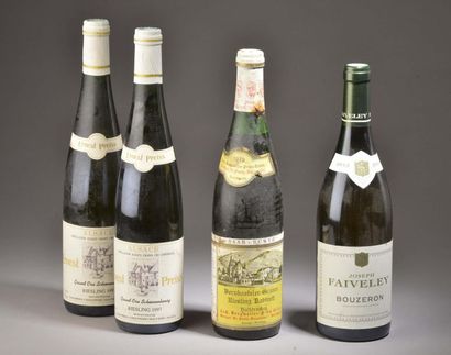 4 bouteilles VINS BLANCS divers (Riesling...