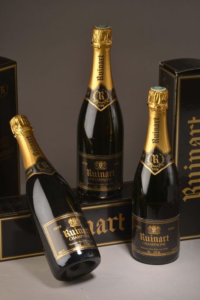 3 bottles CHAMPAGNE Ruinart 1988 (in cases)...