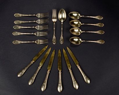 Suite of six forks and six dessert knives...