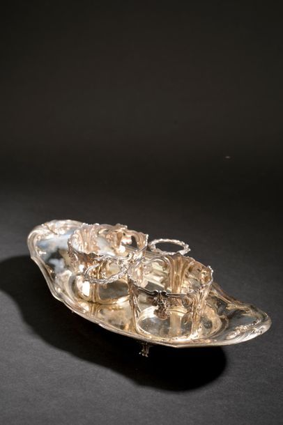 Oil and vinegar maker's frame in silver with...