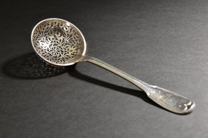 Silver sprinkling spoon model net engraved...