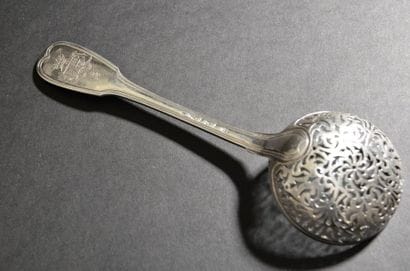 Silver sprinkling spoon model net engraved...