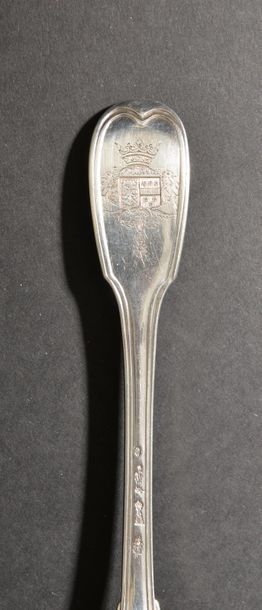 Silver sprinkling spoon model net engraved...