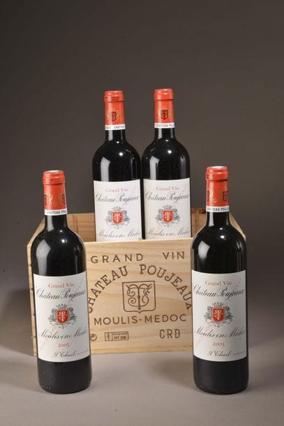 4 bouteilles Château POUJEAUX, Moulis 2005,...