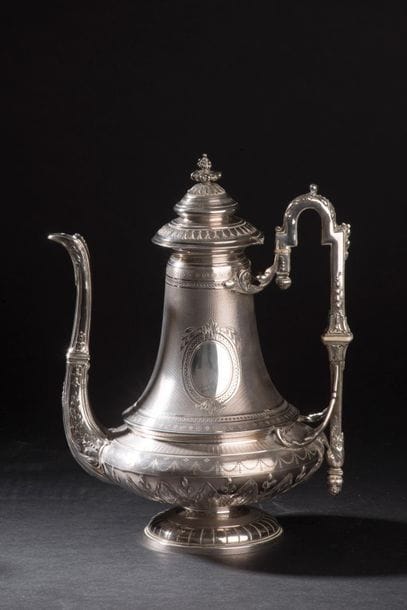 Silver coffee service part decorated with...