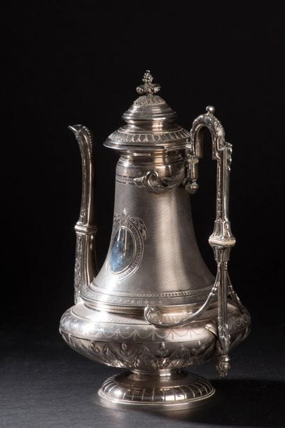Silver coffee service part decorated with...