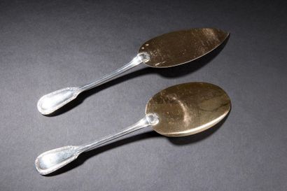 Ice shovel and pie spatula made of silver...