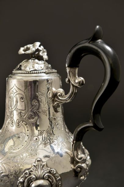 Silver tea and coffee service with chiselled...