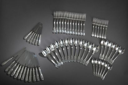 Silver plated metal cutlery set with twelve...