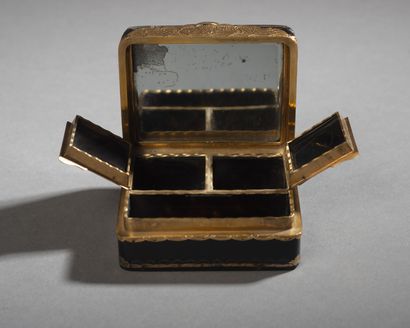 Tortoise shell and yellow gold fly box. The...