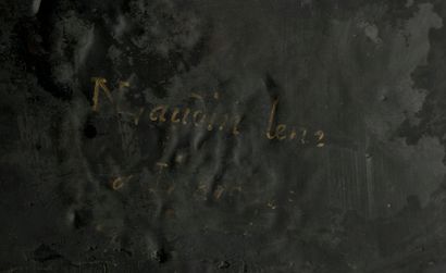Grande plaque ovale en cuivre émaillé du...
