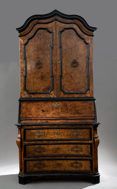 Important two-body scriban in burr walnut...