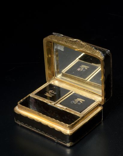 Tortoise shell and yellow gold fly box. The...