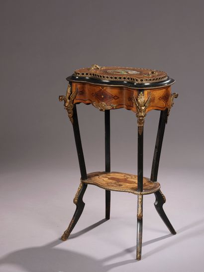Table jardinière de forme rognon en bois...