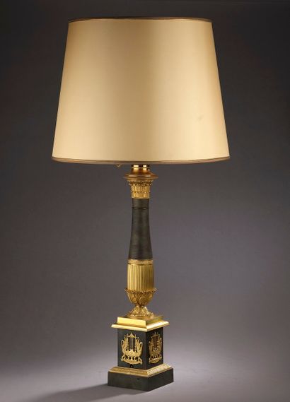 Large lamp called Carcel in patinated sheet...
