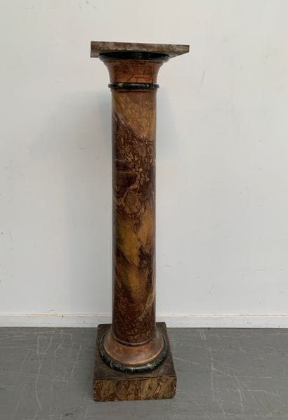 Coloured marble column with smooth shaft,...