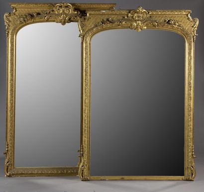 Two large gilded composition wood mantel...