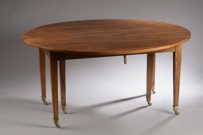 Table ovale à volets en bois naturel reposant...