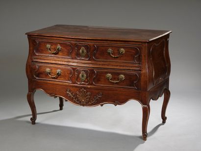Moulded walnut chest of drawers opening with...