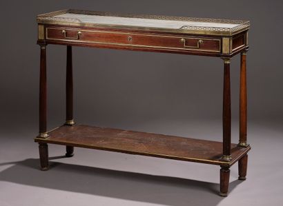 Console in mahogany and mahogany veneer opening...
