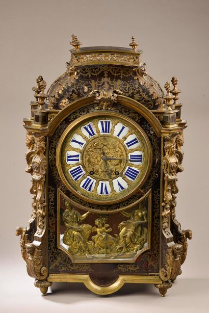 Religious clock in marquetry called 