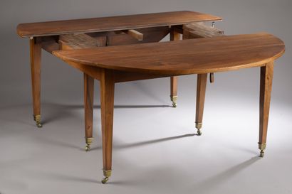 Table ovale à volets en bois naturel reposant...