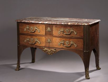 Large chest of drawers in satin veneer and...