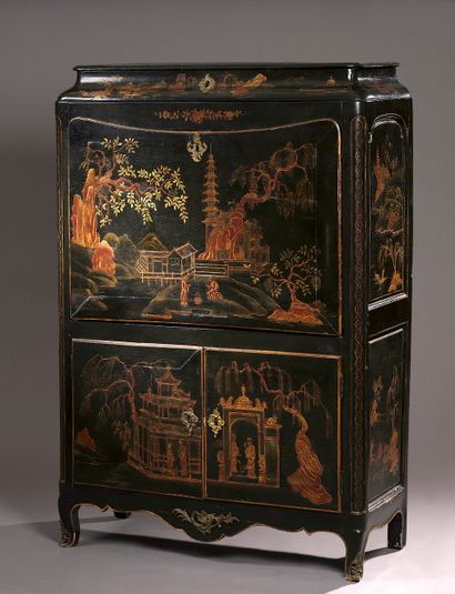 Upright secretary in European varnish with...