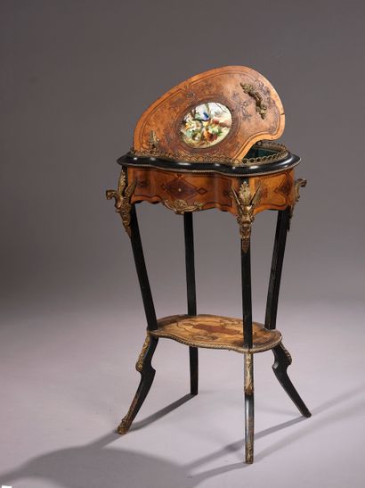 Table jardinière de forme rognon en bois...