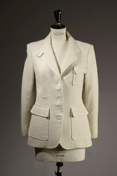 BALENCIAGA Paris.

Cream wool blend jacket,...