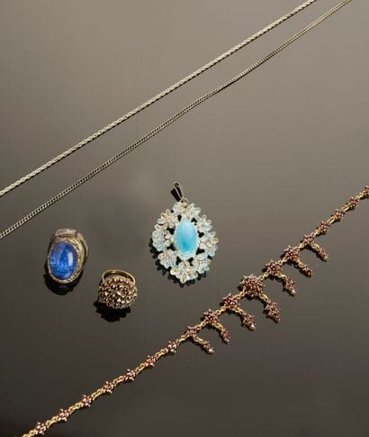 Set of jewels in silver or vermeil 800 thousandths...